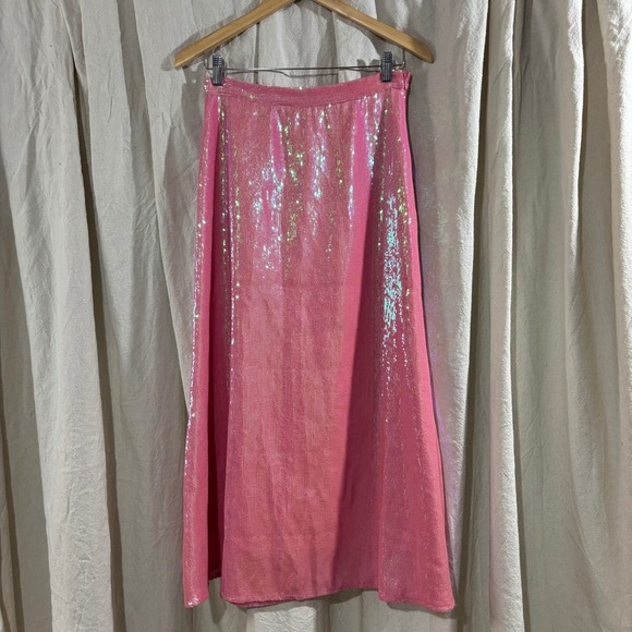 Unbranded Dresses & Skirts - Pink Iridescent Sequin Maxi Skirt Holographic Mermaidcore High Waist Pink Small